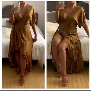 Young Fabulous And Broke Lilly Wrap Maxi Dress Kimono Sleeve Bronze‎ Size Small